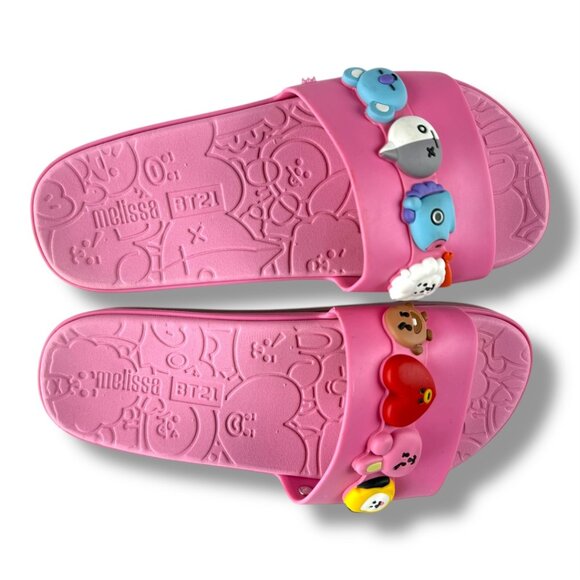 Melissa Beach Slide Sandal Next Gen + BT21 Pink Size W8 EU39 - Picture 7 of 10